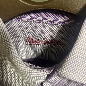 Robert Graham 100% Cotton Dress Shirt Purple White Diamond Logo 16.5" Neck x 42"